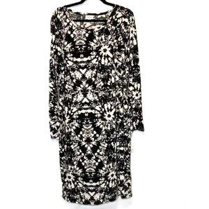 Tie Dye Boho Sheath Dress LuLaRoe Debbie 3XL Long Sleeve Black White Bodycon